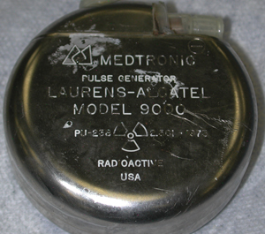 Medical pacemakers, like this one recovered from a U.S. facility, primarily contain Pu238 